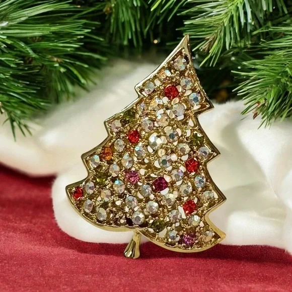 Vintage Kramer Christmas Tree Pin Brooch - Picture 2 of 10